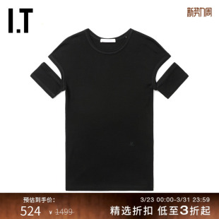 HELMUT T恤新款 LANG女装 短袖 挖剪镂空圆领内搭9H0504XO 修身