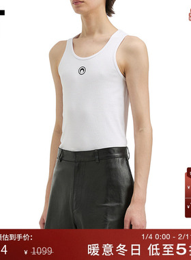 IT MARINE SERRE男装圆领背心新款简约基础款新月刺绣内搭T081MP