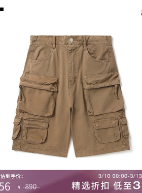 IT GROUNDZERO男装多色工装短裤新款帅气户外风宽松直筒裤8006PS0
