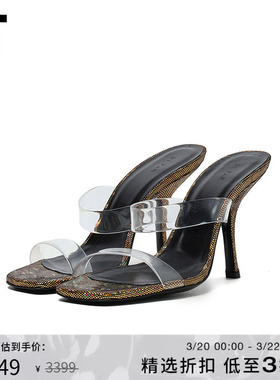 IT BY FAR女款露趾高跟凉鞋时髦摩登透明袢带细跟凉拖鞋RHOLO22I