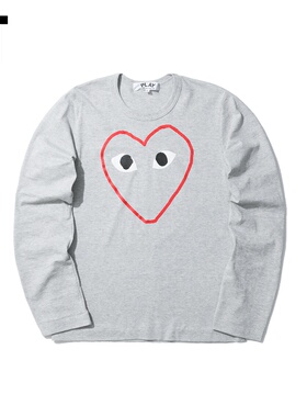 IT CDG PLAY COMME des GARCONS女装圆领长袖T恤爱心LOGO印花69XD
