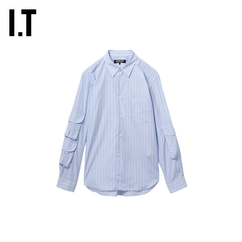 IT CDG COMME des GARCONS HOMME DEUX男装竖条纹长袖衬衫新款 - 实物图