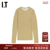 合身圆领打底衫 7676XI T恤新品 时髦优雅碎花中长款 Tibi女装 长袖