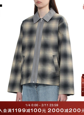 IT rag & bone女装翻领拉链夹克新款两面穿格纹纯色外套RA6Y25XQ