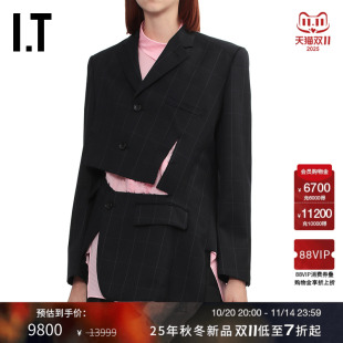 des COMME GARCONS女装 不规则挖剪格纹西装 夹克外套新款 CDG