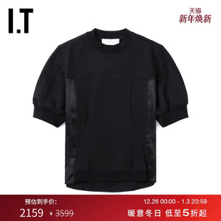 3.1 上衣新款 Phillip 圆领短袖 材质拼接上衣103232XP Lim女装