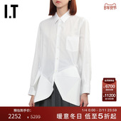 CDG 新款 COMME GARCONS女装 衬衫 des 纯色长袖 立体剪裁下摆衬衣