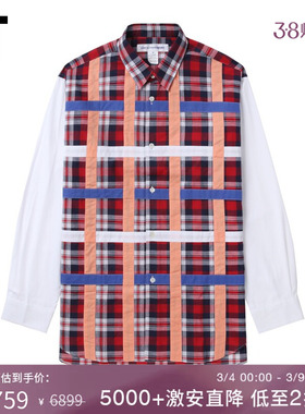 IT CDG COMME des GARCONS SHIRT男装长袖格纹拼贴衬衫潮流设计感