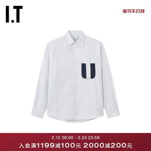 IT KIKO KOSTADINOV男装长袖衬衫新款时尚型男拼色口袋翻领上衣