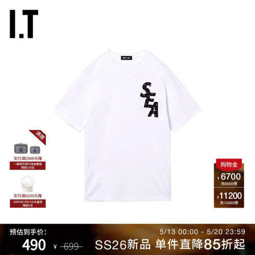 IT WIND AND SEA男装宽松短袖T恤新款休闲时尚字母装饰半袖US01MQ