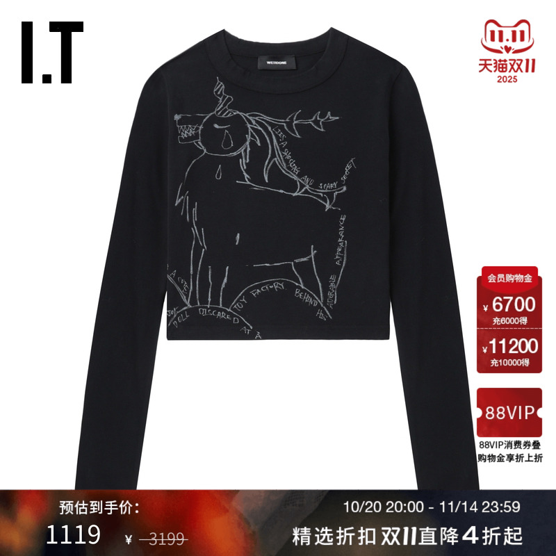 ITWe11Done修身露脐长袖T恤