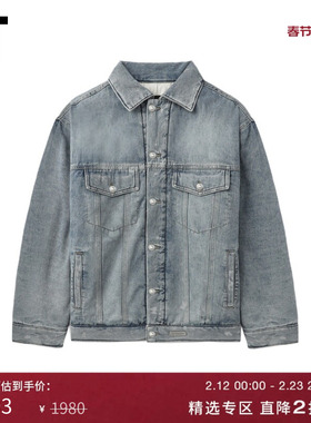 IT GROUNDZERO女装宽松牛仔夹克秋冬新款复古街潮水洗夹棉厚外套