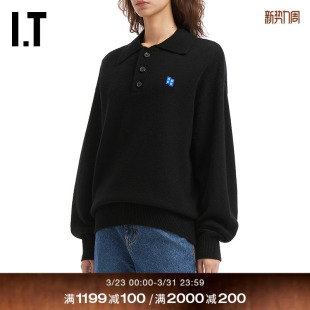 新款 polo领针织衫 error女装 简约气质纯色针织毛衣0102BK ADER