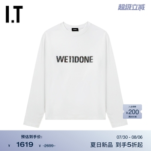 简约随性logo装 T恤新款 We11Done女装 饰圆领上衣748UWH 宽松长袖