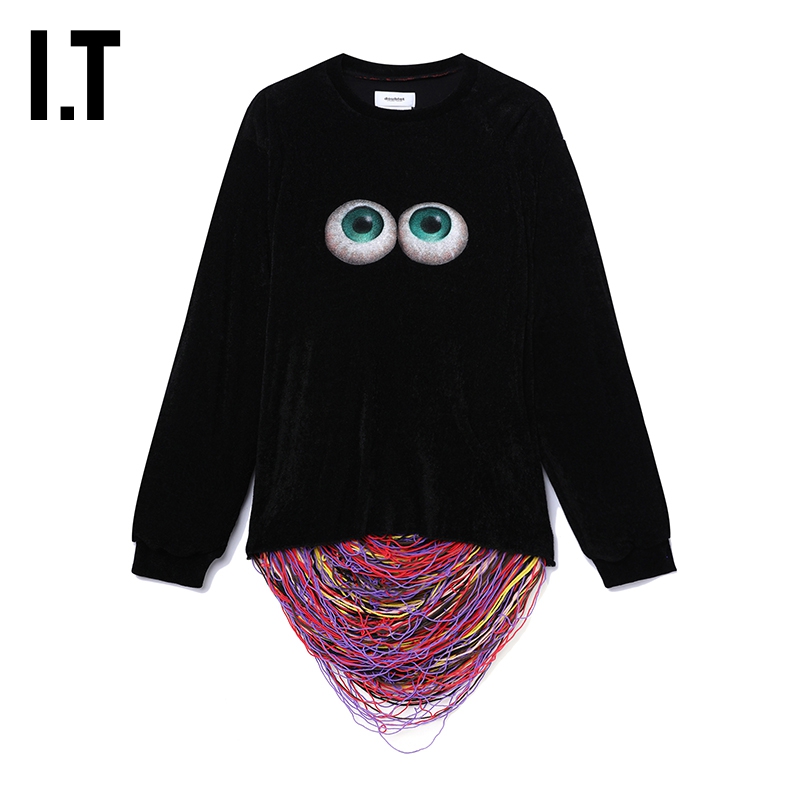 ITdoublet丝绒圆领卫衣