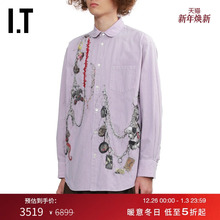 IT doublet男装长袖衬衫新款复古个性立体图案装饰衬衣2SH162MP