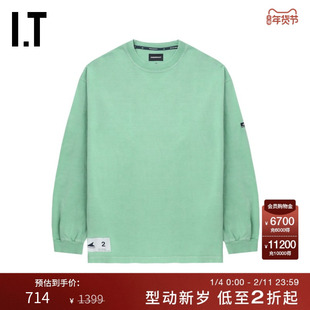 IT DESCENDANT男装长袖T恤新款简约随性水洗磨白圆领上衣SCSM09MM