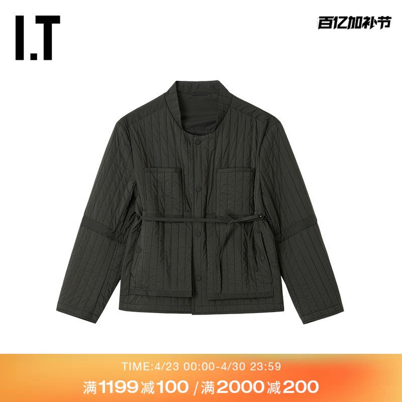 IT CRAIG GREEN男装纯色排扣夹克新款简约质感收腰系带绗缝薄外套