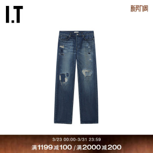 潮酷有型补丁设计直筒裤 Anderson男装 新款 011753MQ 牛仔长裤