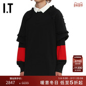 时尚 潮酷荷叶边饰拼色上衣 假两件polo衫 新款 Simone Rocha男装