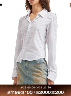 IT We11Done女装不对称长袖衬衫新款摩登性感解构感衬衣123WWHXQ