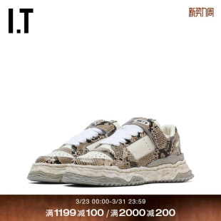 Mihara 时髦潮酷蛇纹做旧拼接板鞋 Yasuhiro女款 新款 厚底运动鞋