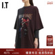 潮流暗黑拼色拼接印花半袖 短袖 T恤新款 VETEMENTS女装 中长款