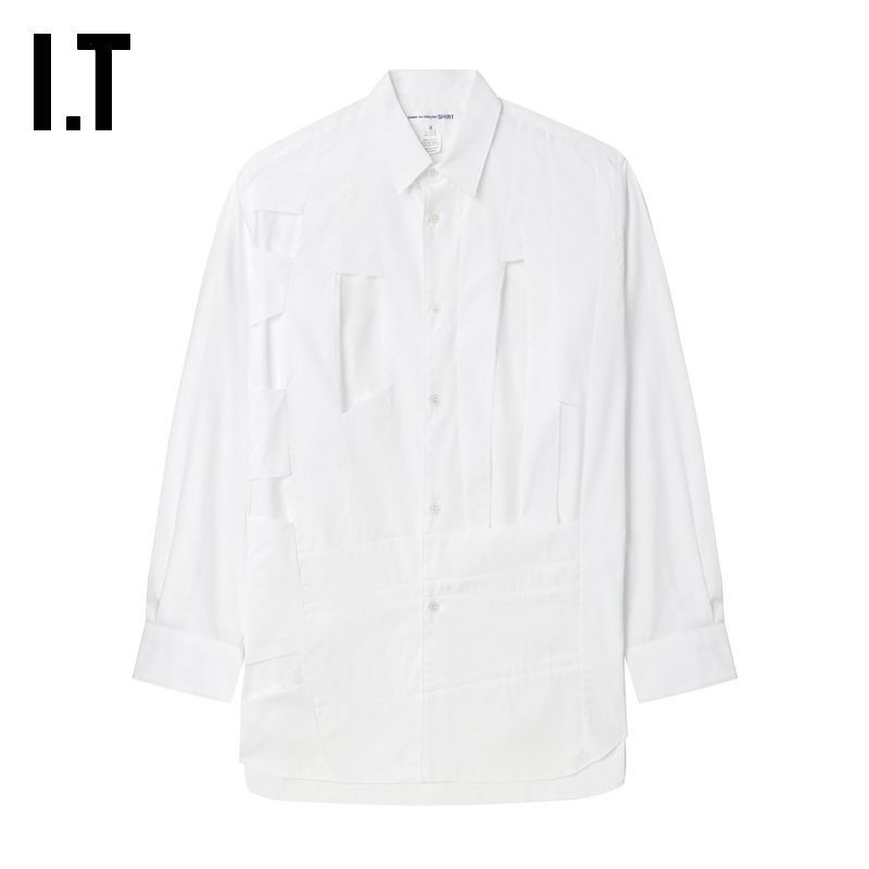 IT挖剪镂空长袖衬衫解构设计感