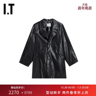 仿皮夹克新款 中长款 CLASSIC女装 复古帅气PU皮外套CT02BKXP LOW