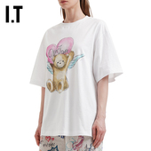 We11Done女装 宽松短袖 T恤新款 可爱趣味卡通小熊印花半袖 773UWH