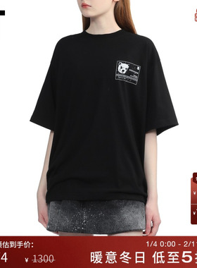 IT We11Done女装廓形短袖T恤新款潮流酷感做旧图案印花半袖765UBK