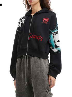 IT MARINE SERRE女装连帽拉链夹克新款潮酷有型卫衣短外套ST018XP