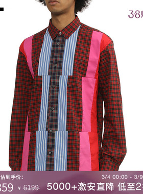 IT CDG COMME des GARCONS SHIRT男装彩色布贴格纹衬衫时髦解构感