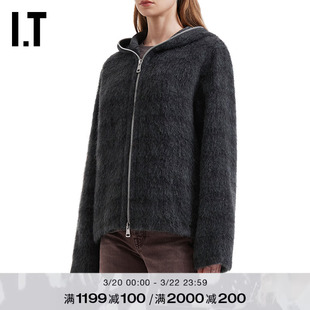IT OUR LEGACY女装连帽拉链针织开衫新款复古质感毛绒针织外套