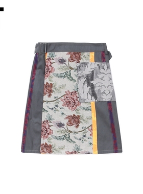 IT MARINE SERRE男装半身裙新款新潮艺术感拼接及膝A字裙SK026ML