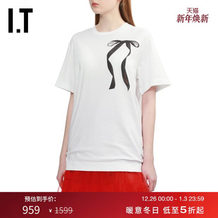 Simone 蝴蝶结印花圆领半袖 Rocha女装 T恤新款 5195P5XP 宽松短袖