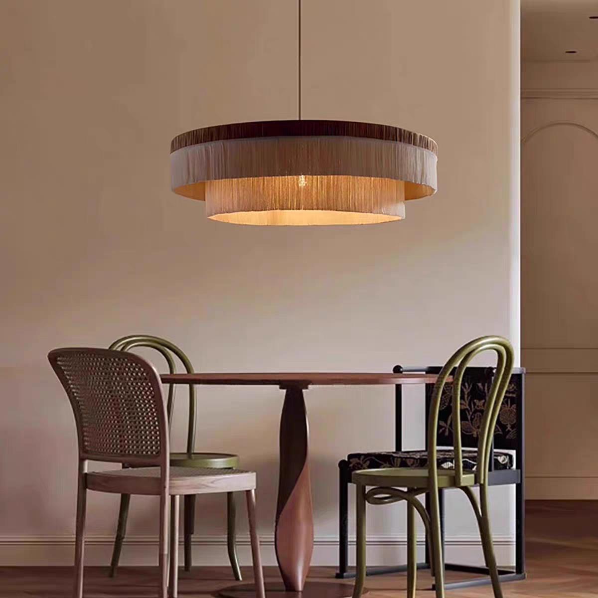 日式侘寂风吊灯法式客厅卧室流苏中古覆古创意个性设计师饭厅灯具