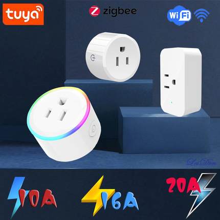 涂鸦智能美规插座WiFi远程ZigBee控制电量统计定时语音10A16A20A