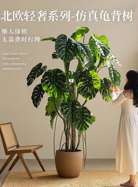 大型怪物树模拟绿色植物盆栽经典装饰怪物地板到天花板的窗户景观