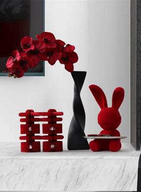 兔子摆件红色结婚礼物送闺蜜订婚新房布置乔迁之喜客厅家居装饰品