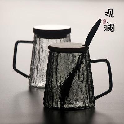 大容量可加热微波炉玻璃杯家用带把喝水杯子办公室耐热泡茶杯带盖