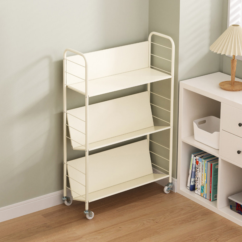 书架落地置物架家用书本铁艺收纳层架学生简易小书柜可移动儿童书