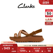 镂空交叉绑带厚底缓震罗马凉鞋 Clarks其乐纤动系列女鞋 24夏新款