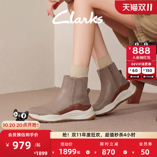 Clarks其乐女靴时尚潮流城市户外舒适轻运动靴平跟厚底显瘦袜靴