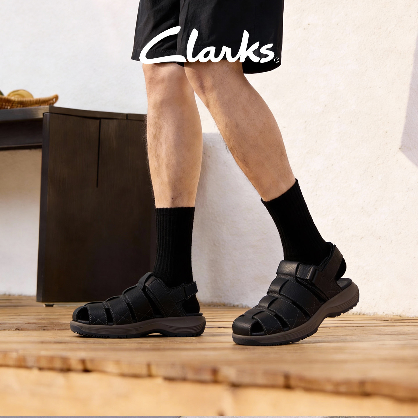 Clarks其乐Guideview Cove男士夏季新款复古镂空罗马凉鞋图片