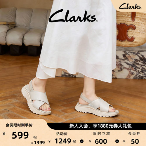 Clarks其乐女鞋厚底罗马凉鞋