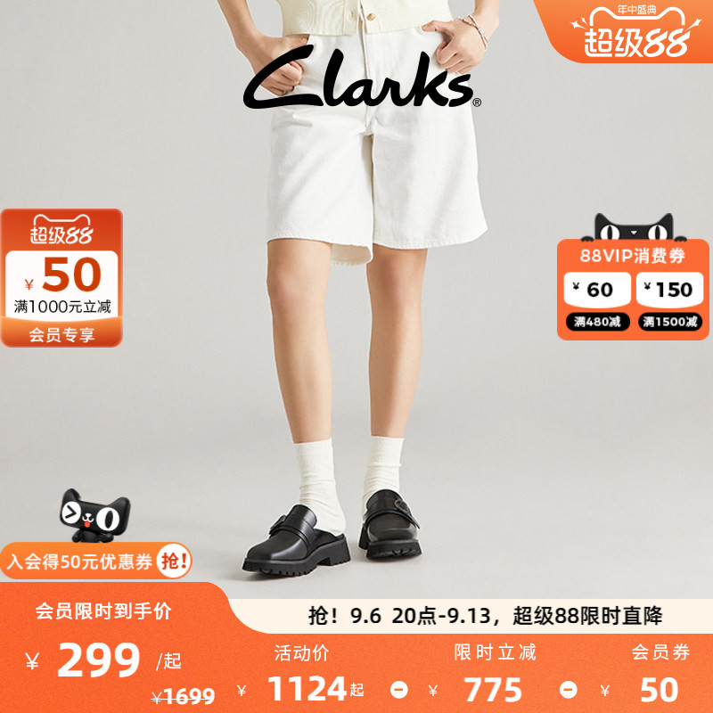 clarks学院风厚底半拖复古女鞋图片
