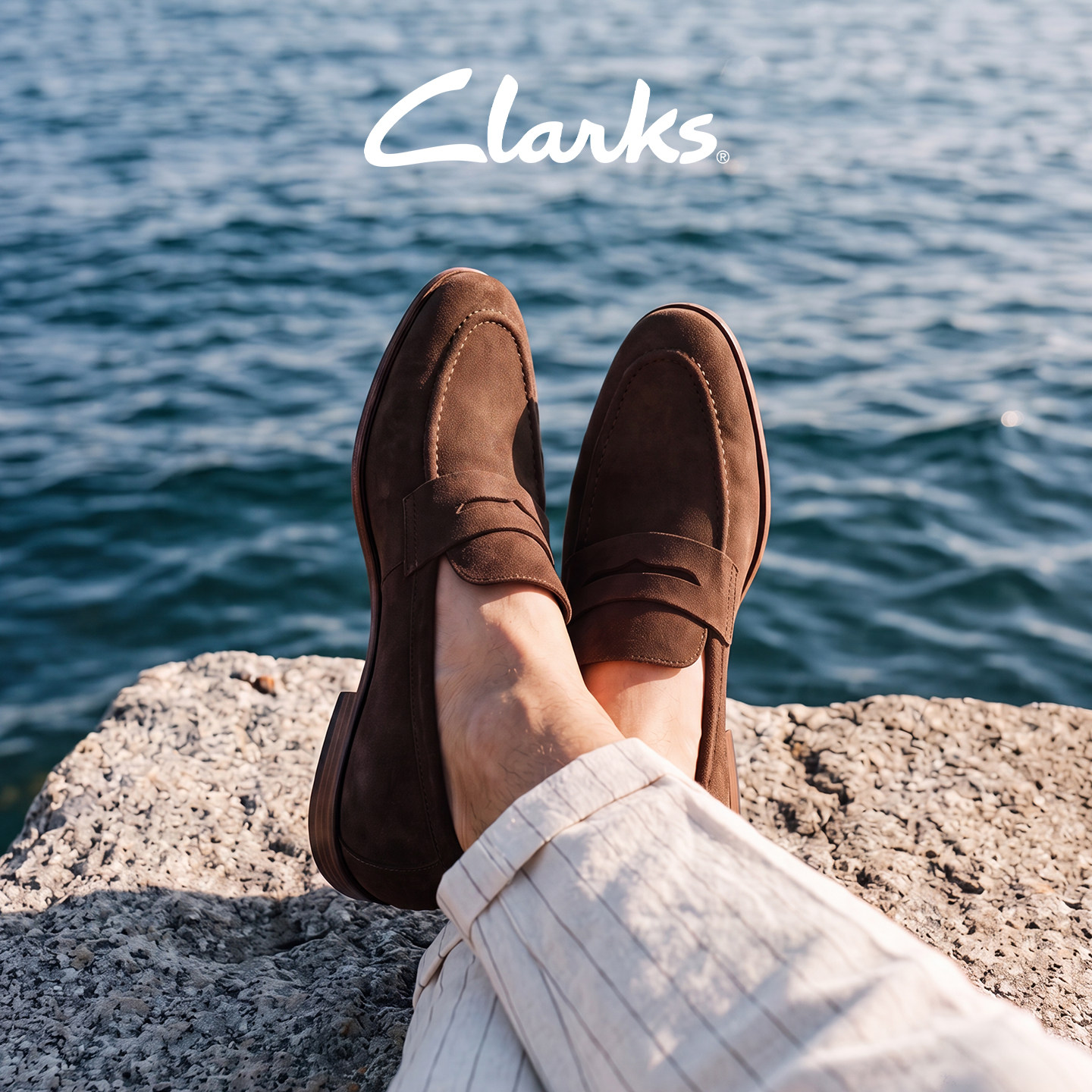 Clarks其乐男士方跟一脚蹬乐福鞋图片