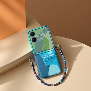 适用小米mixflip2手机壳全包中轴荣耀MagicVFlip2文艺风三星zflip7时尚 高级pocket2斜挎n3挂绳华为purax防摔