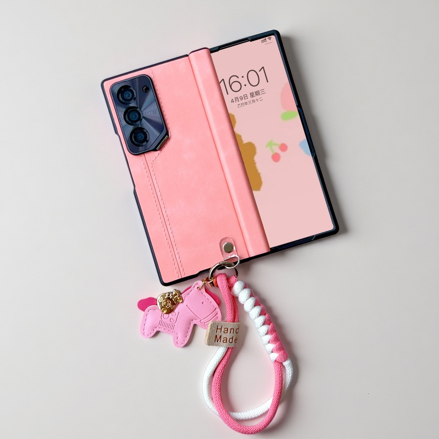 自带小屏幕膜适用三星zfold7手机壳可爱粉色壳膜一体挂绳链条防摔zfold6全包中转轴铰链高级皮质支架W26新款